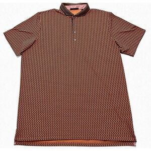 Greyson Polo Golf‎ Shirt Mens XXL AOP Casual Performance Stretch Orange Black